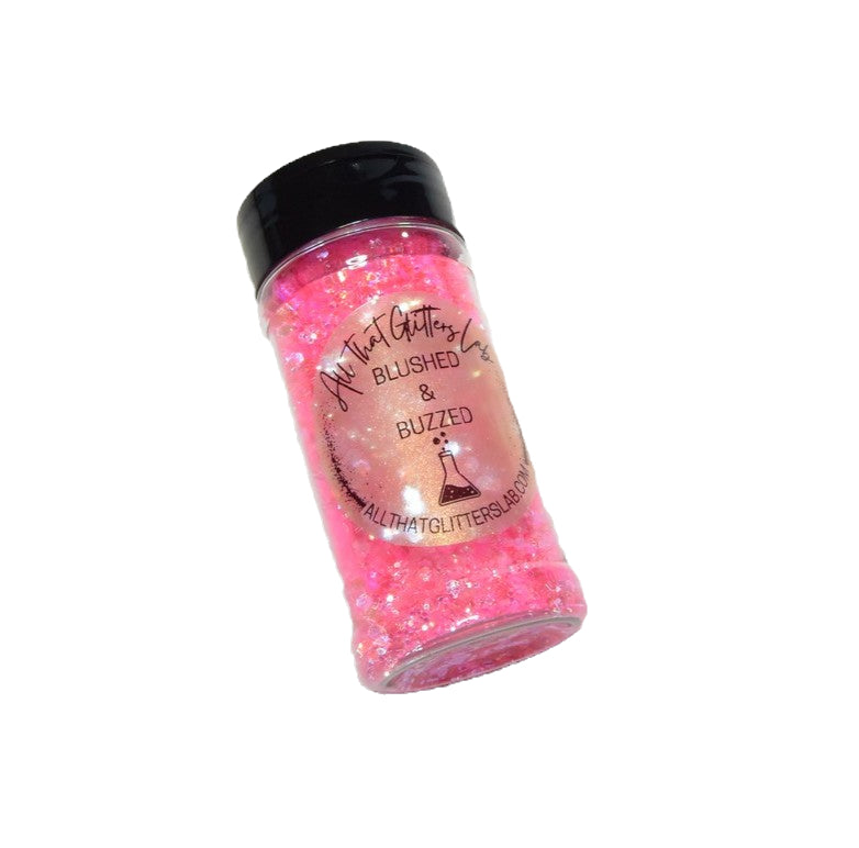 Blushed & Buzzed pink iridescent chunky mix glitter