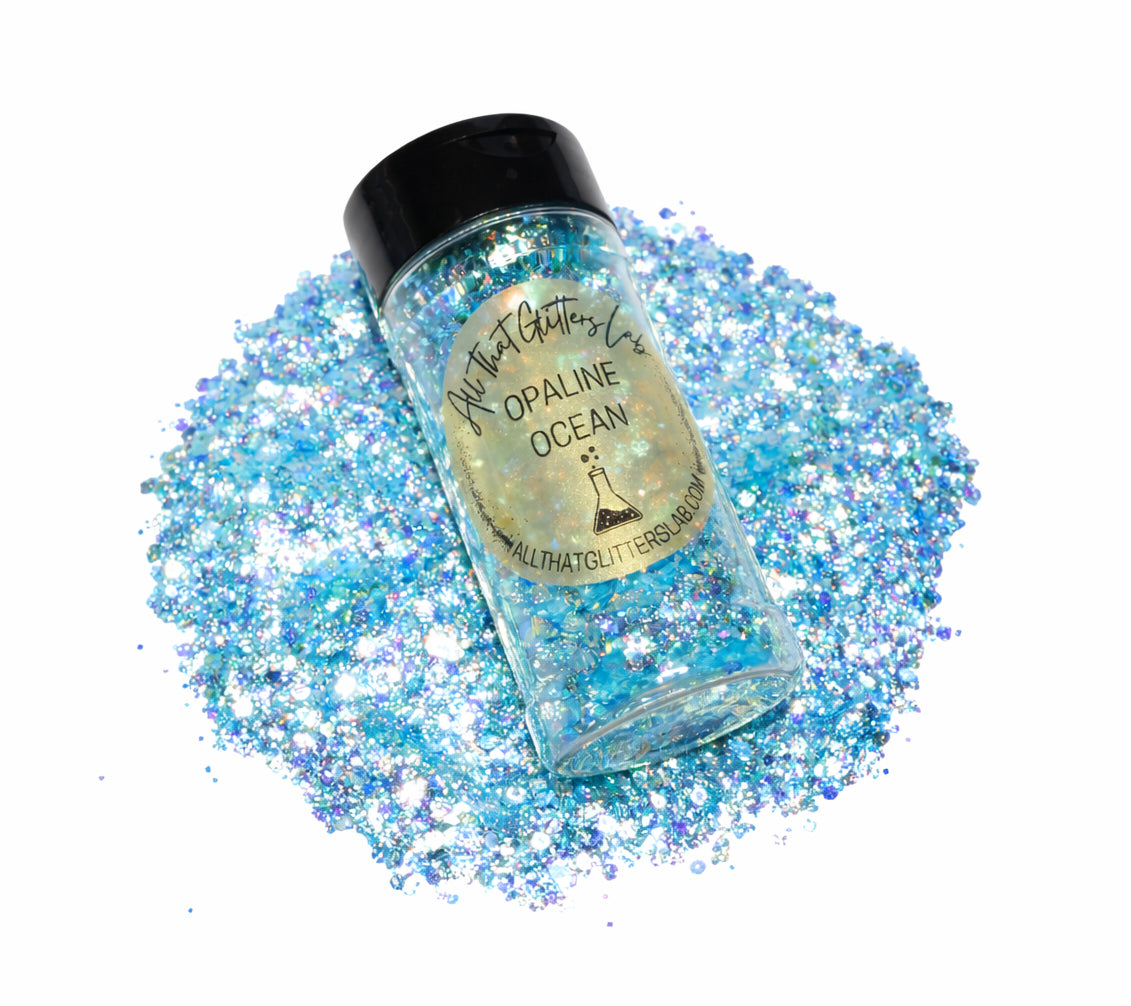 Opaline Ocean blue iridescent chunky mix glitter