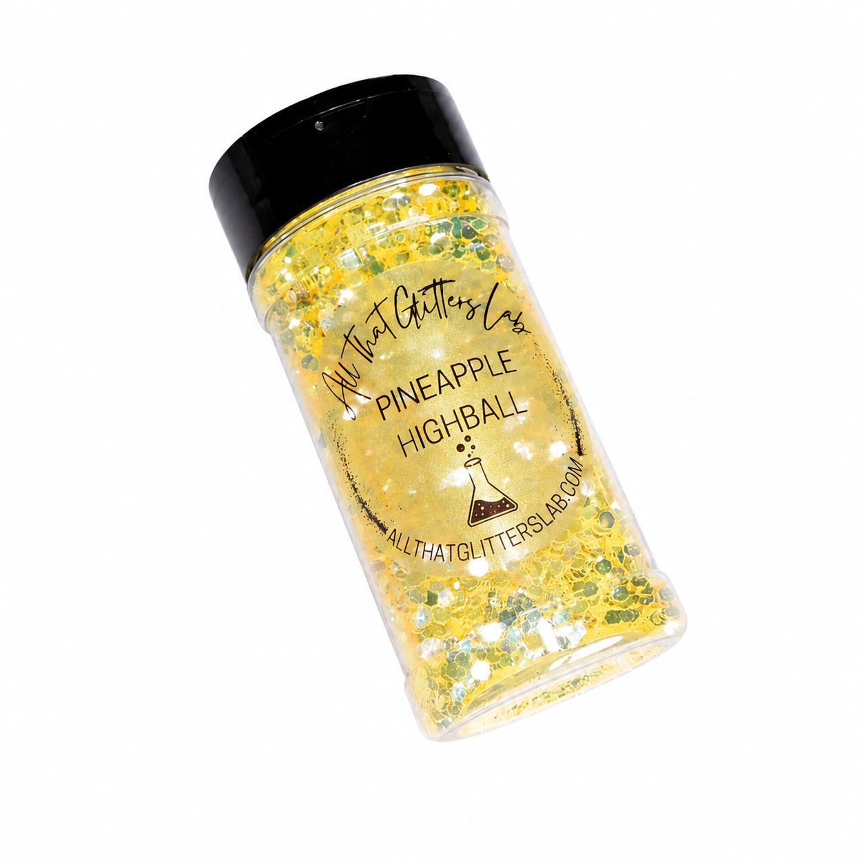 Pineapple Highball yellow iridescent chunky mix glitter