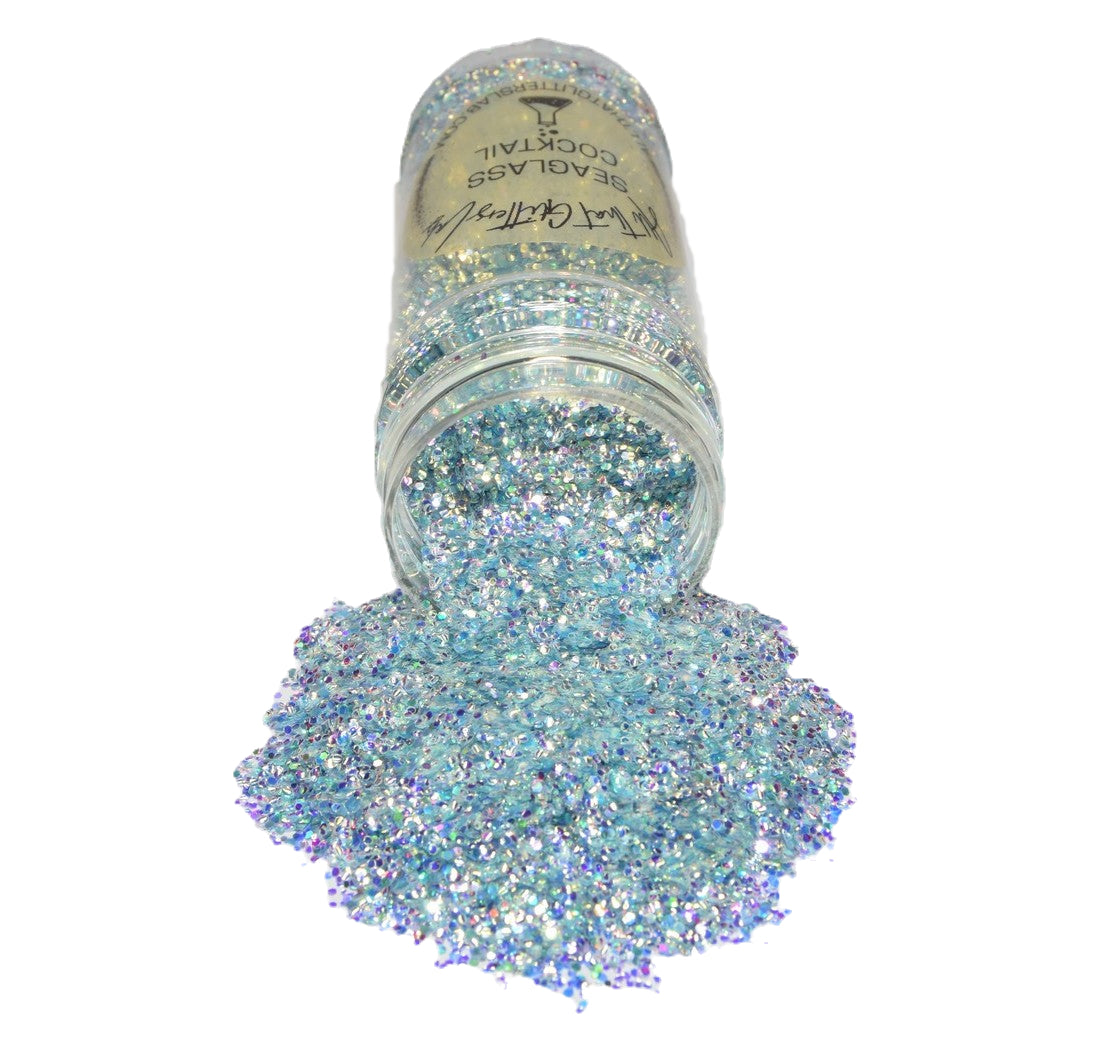 Seaglass Cocktail silver iridescent chunky mix glitter