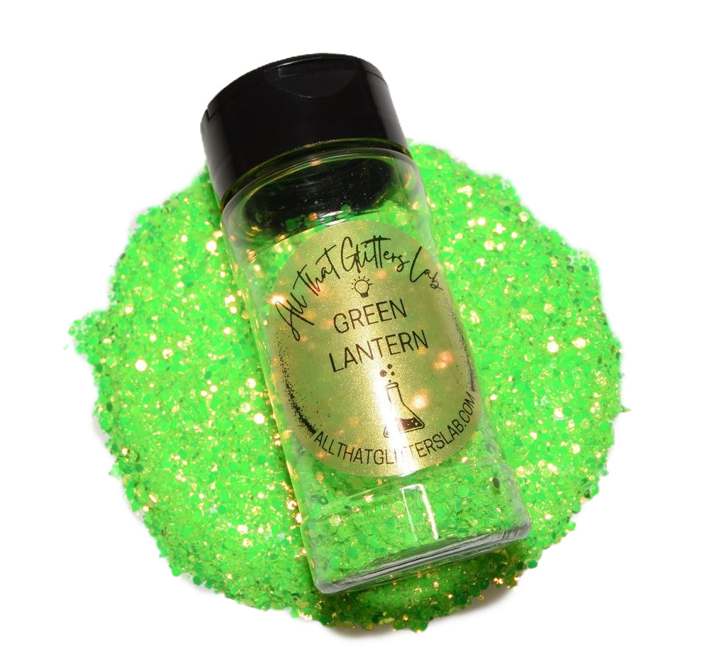 Green Lantern green glow in the dark chunky mix glitter