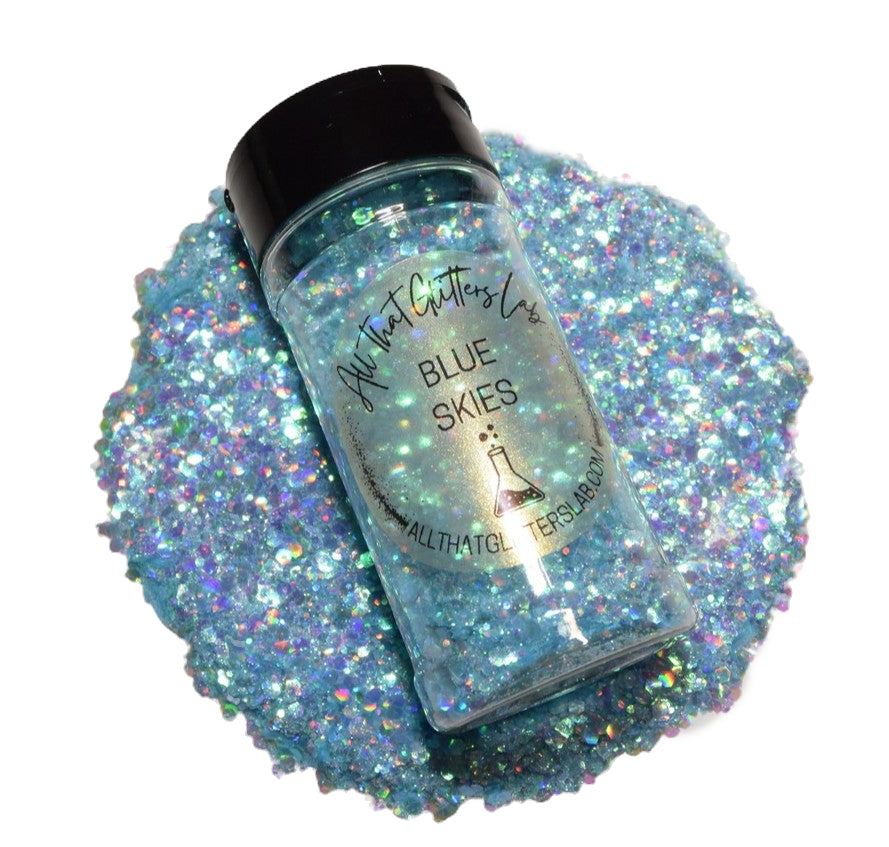 Blue Skies blue iridescent chunky mix glitter