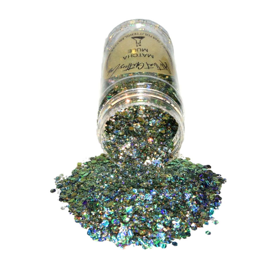 Matcha Mule green holographic chunky mix glitter