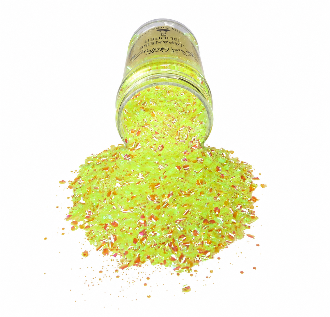 Japanese Slipper yellow iridescent chunky mix glitter