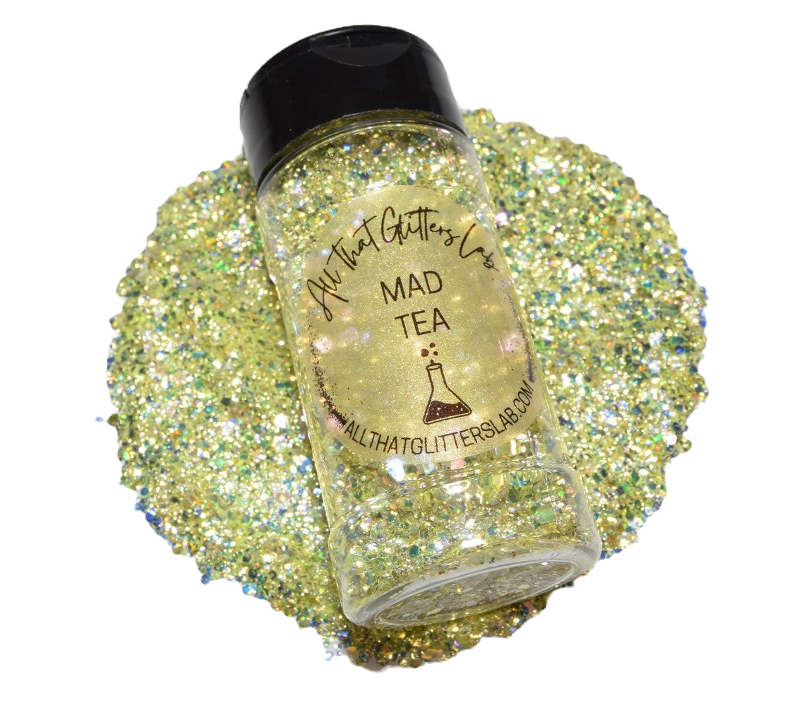 Mad Tea yellow holographic chunky mix glitter