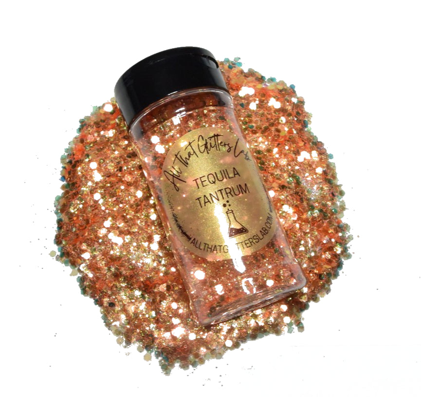 Tequila Tantrum orange iridescent chunky mix glitter