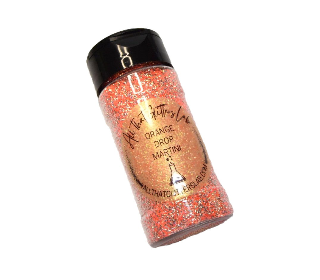 Orange Drop Martini orange iridescent tear glitter