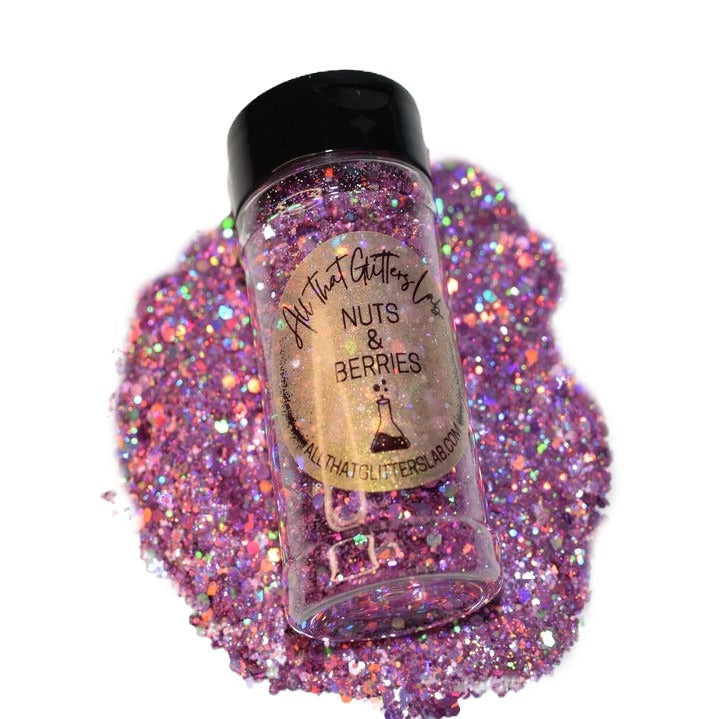 Nuts & Berries pink holographic chunky mix glitter