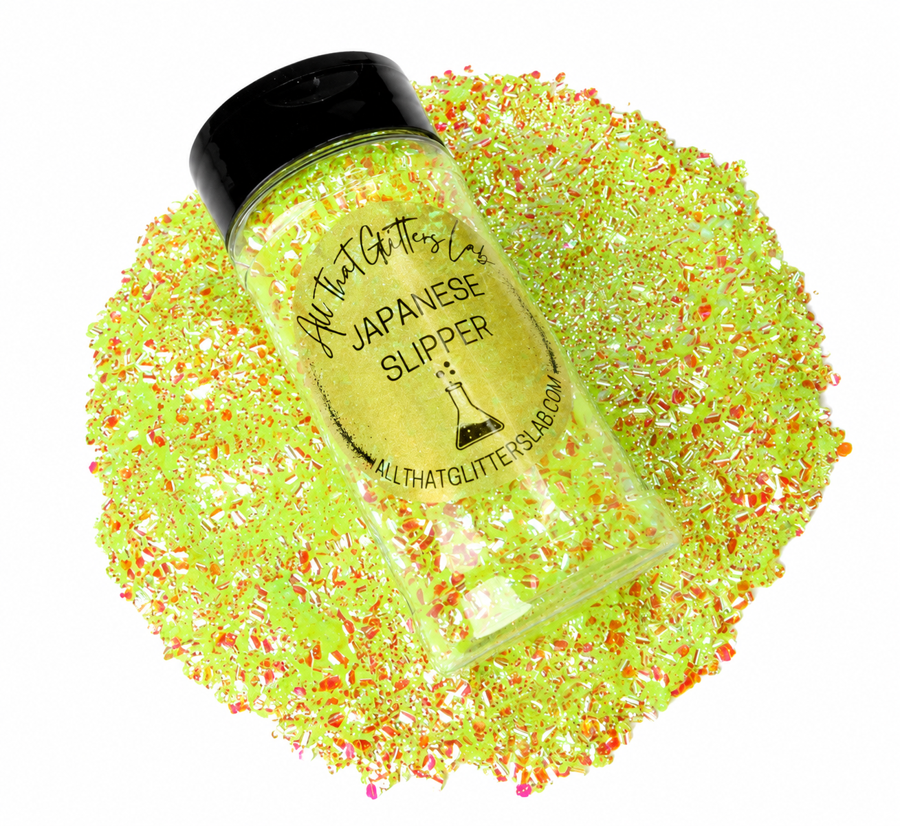 Japanese Slipper yellow iridescent chunky mix glitter