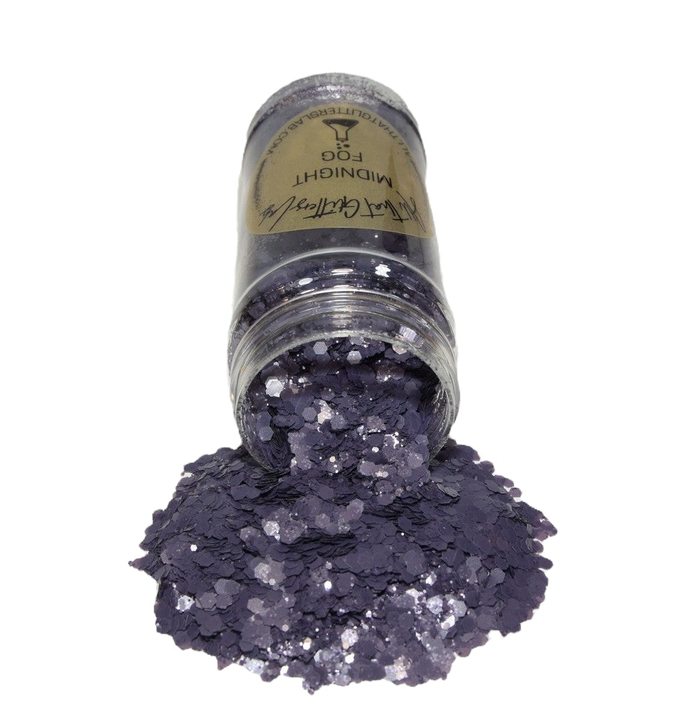 Midnight Fog black iridescent chunky mix glitter