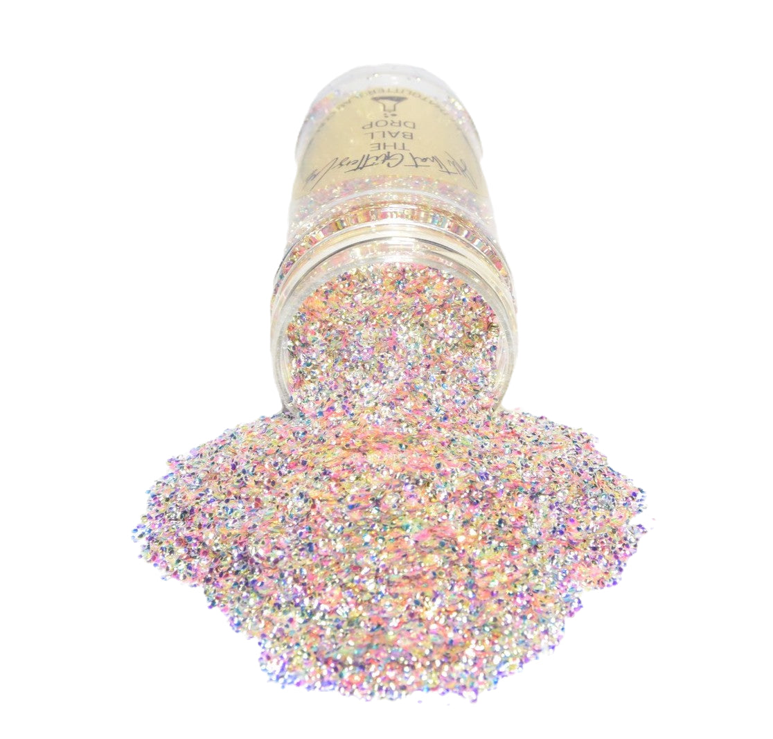 The Ball Drop yellow iridescent tear glitter