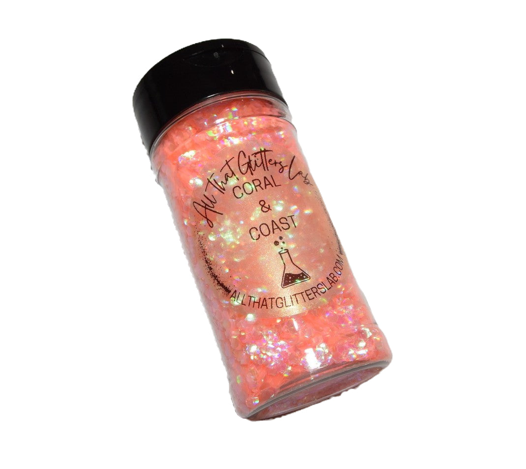 Coral & Coast orange iridescent chunky mix glitter