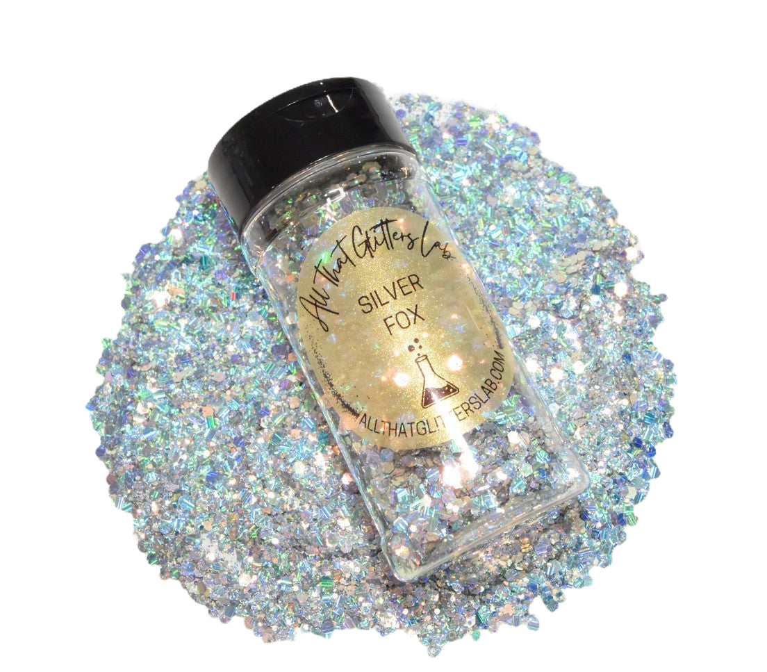 Silver Fox silver holographic chunky mix glitter