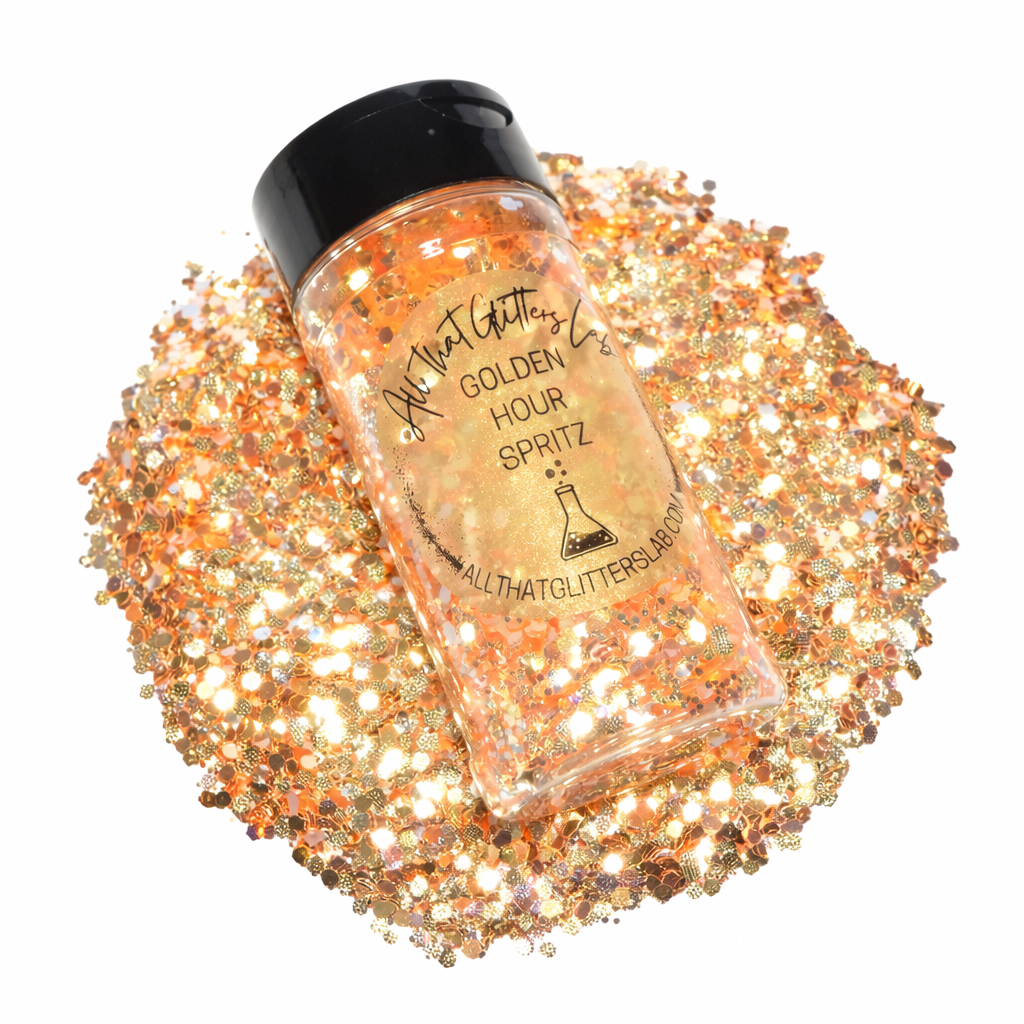 Golden Hour Spritz orange iridescent chunky mix glitter