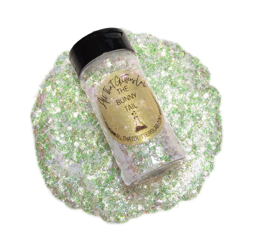The Bunny Tail white iridescent chunky mix glitter