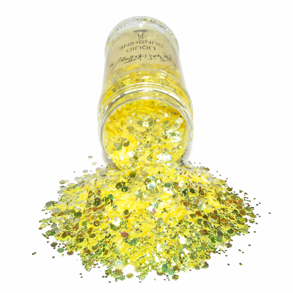 Liquid Sunshine yellow iridescent chunky mix glitter