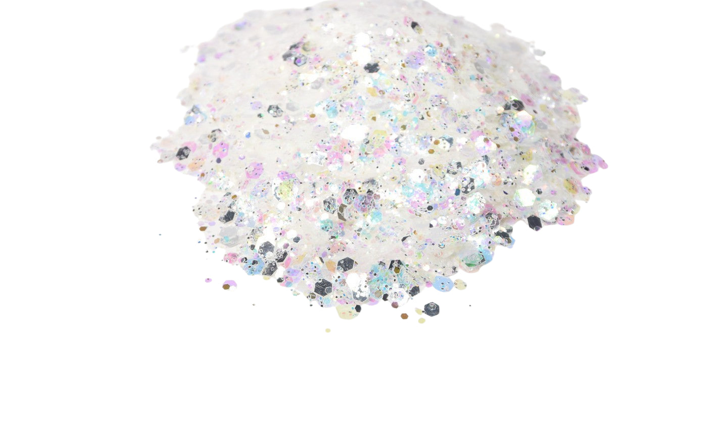 Confetti Kiss white iridescent chunky mix glitter