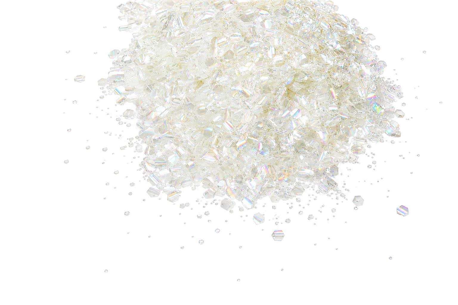 Crystal Collins white iridescent chunky mix glitter