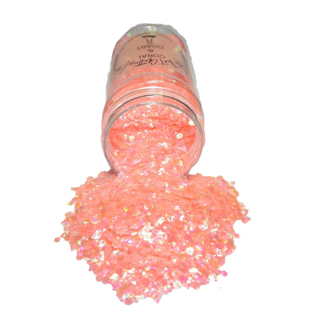 Coral & Coast orange iridescent chunky mix glitter