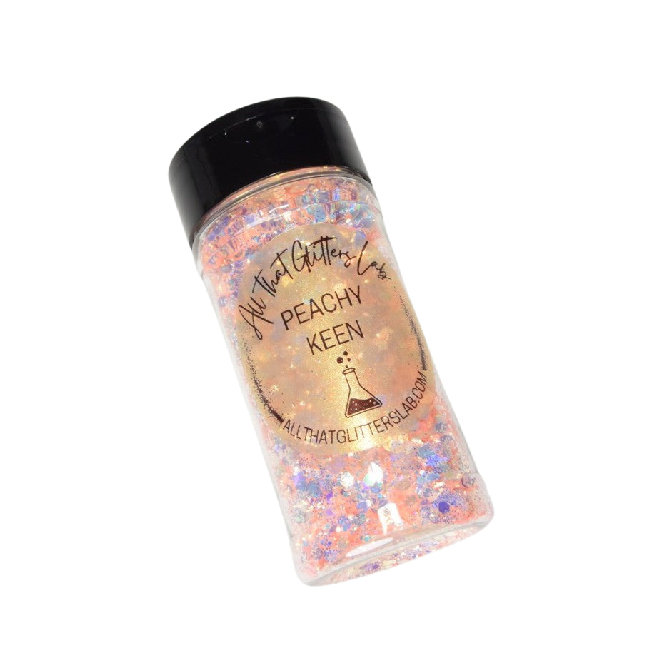 Peachy Keen pink iridescent chunky mix glitter