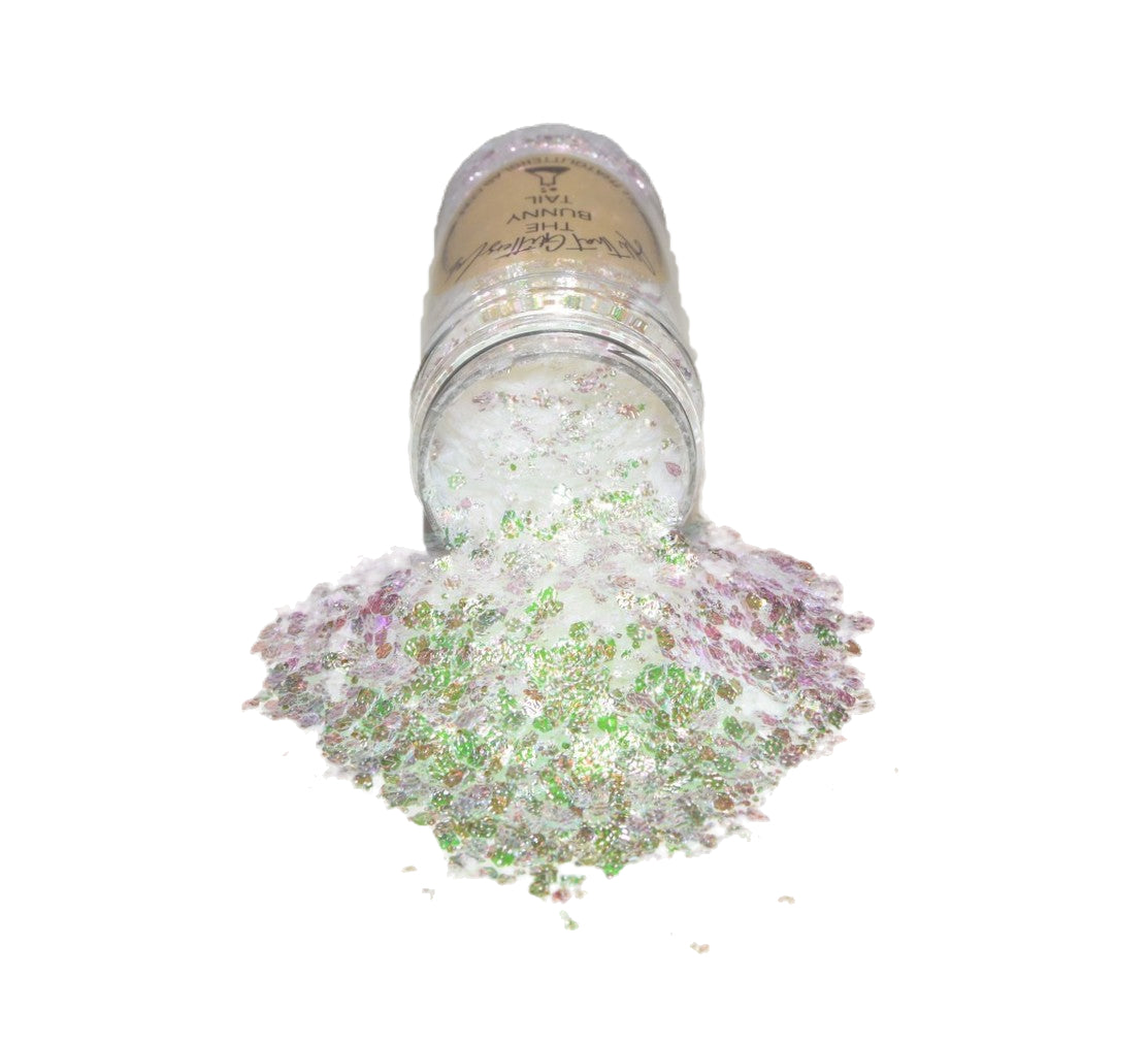 The Bunny Tail white iridescent chunky mix glitter