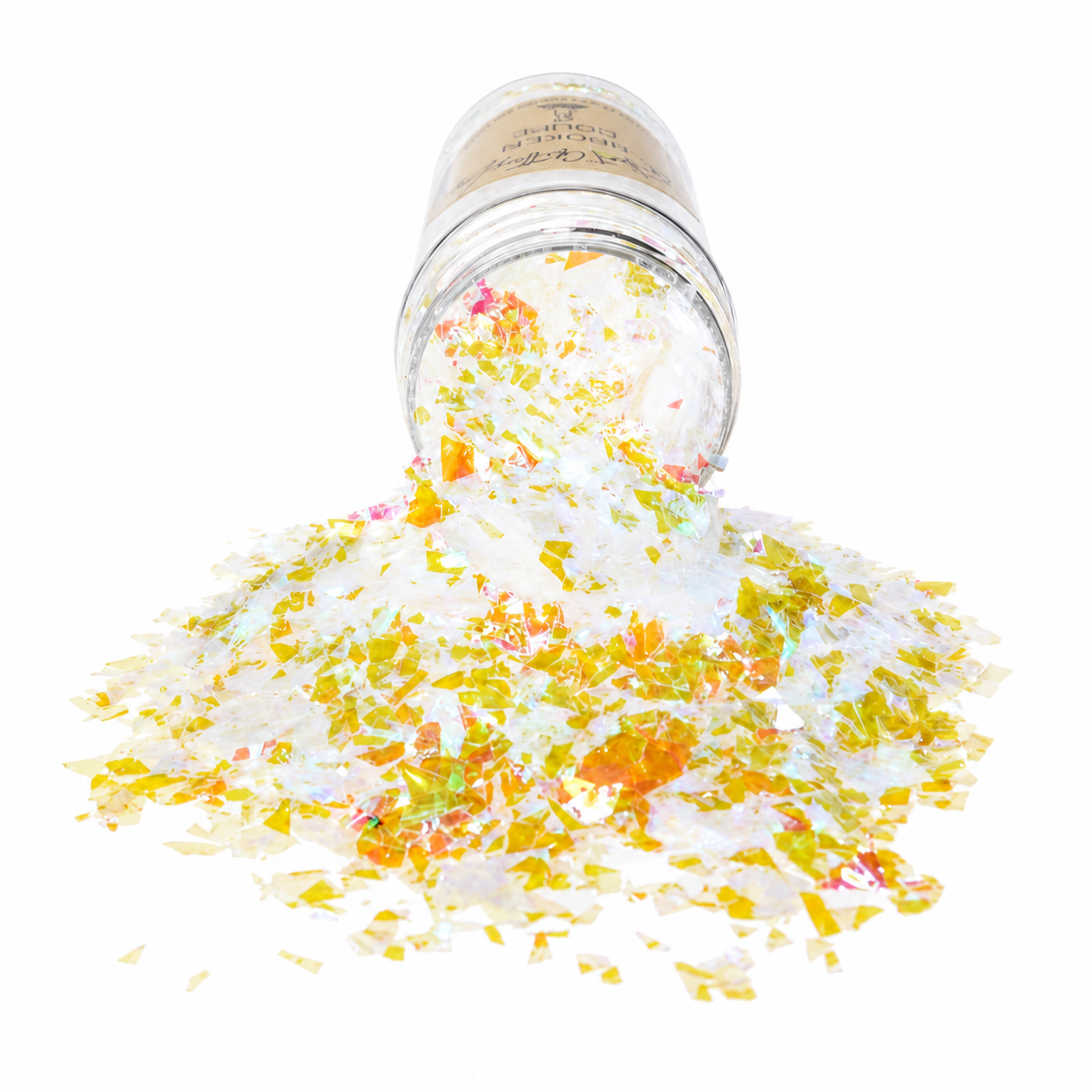 Broken Coupe white iridescent chunky mix glitter