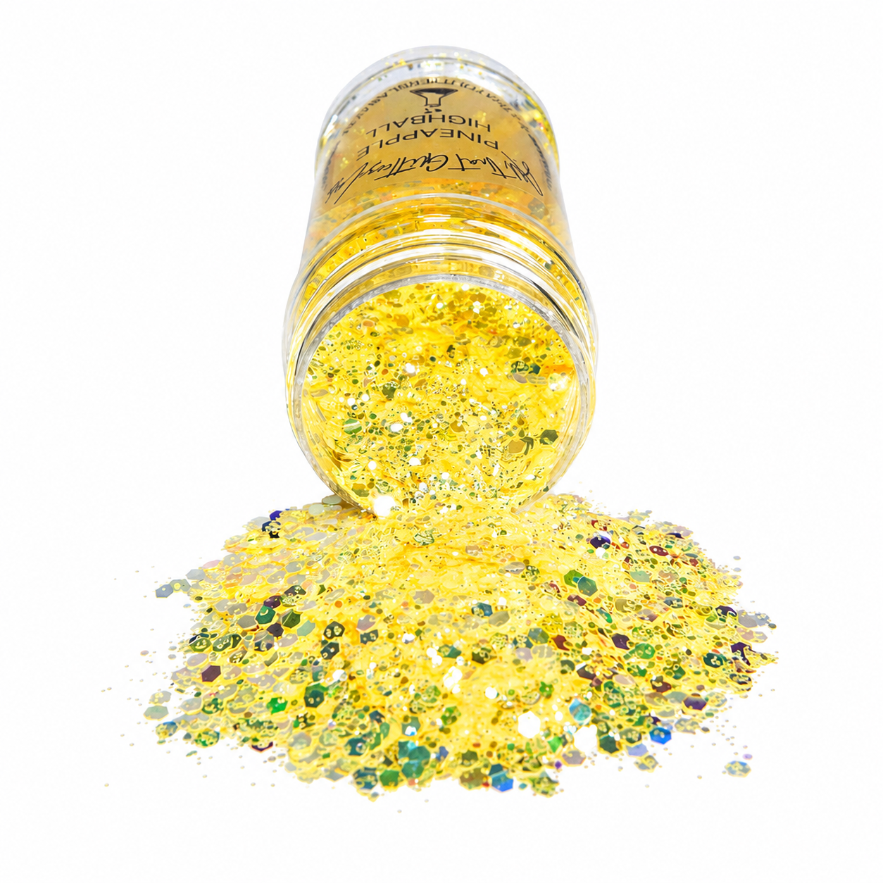 Pineapple Highball yellow iridescent chunky mix glitter