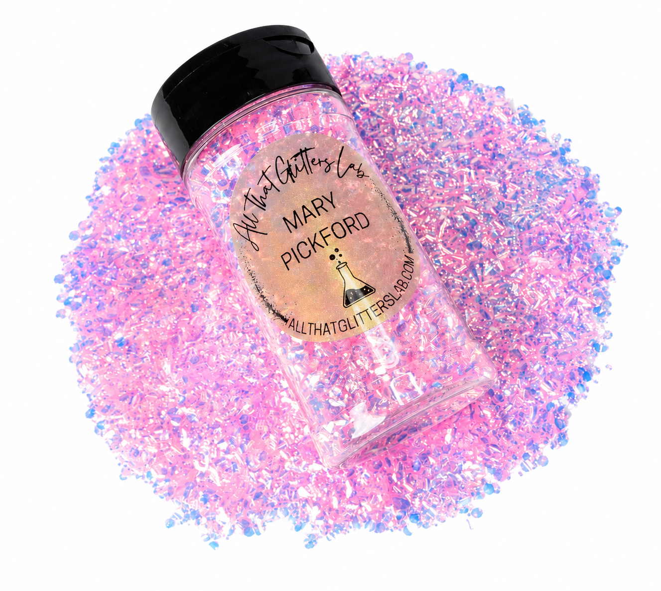Mary Pickford pink iridescent chunky mix glitter