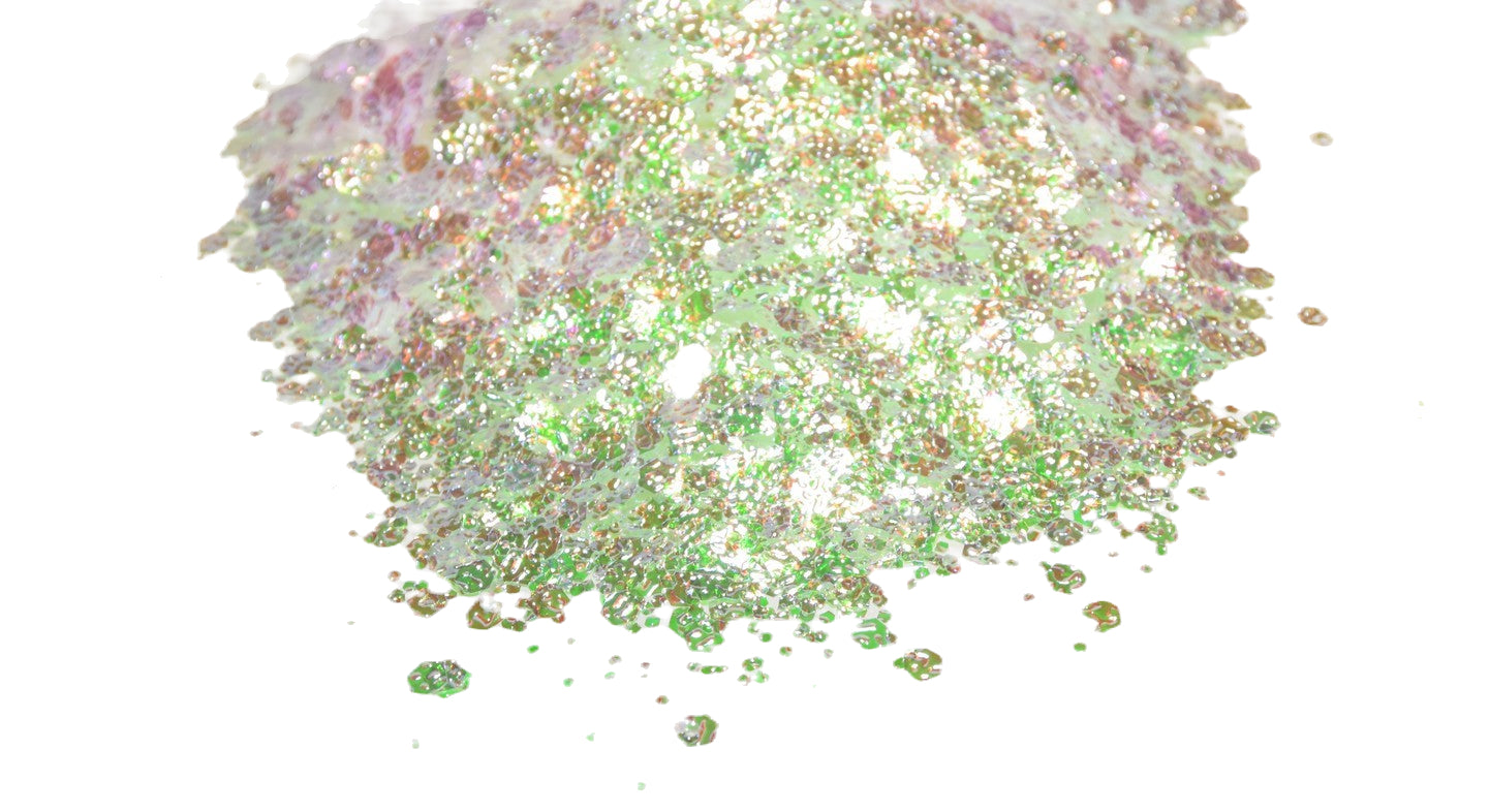 The Bunny Tail white iridescent chunky mix glitter