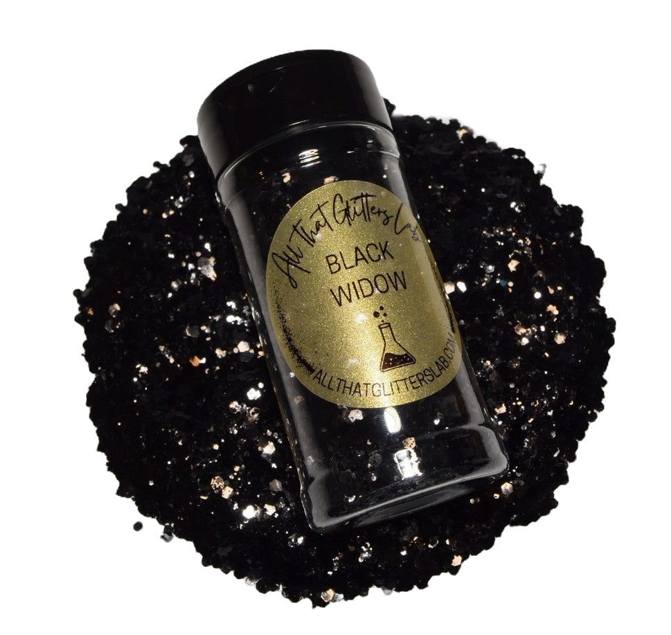 Black Widow black metallic chunky mix glitter