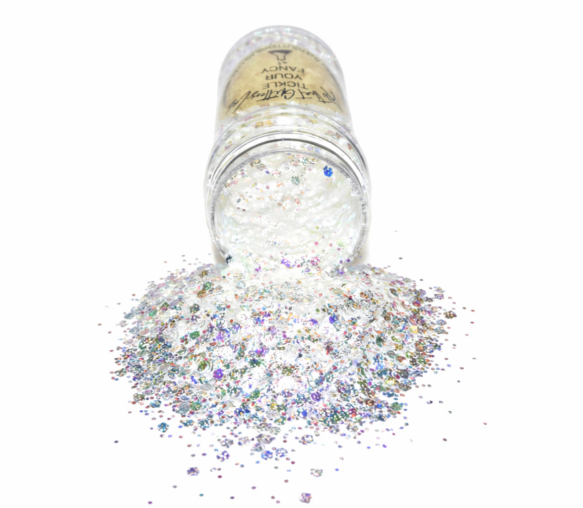 Tickle Your Fancy white iridescent chunky mix glitter