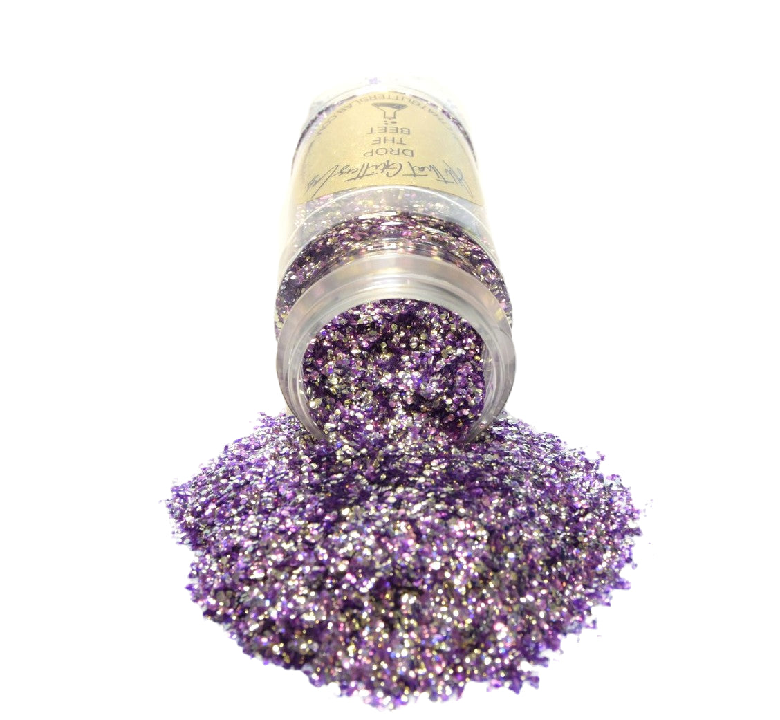Drop The Beet purple iridescent tear glitter