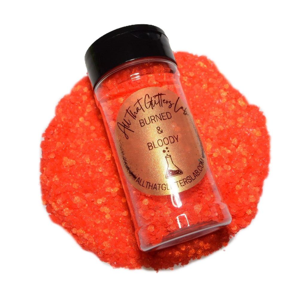 Burned & Bloody orange textured chunky mix glitter