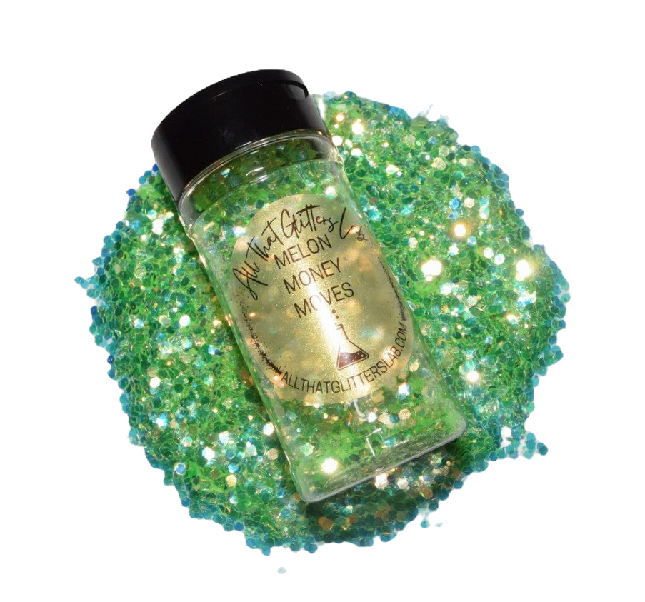 Melon Money Moves green iridescent chunky mix glitter