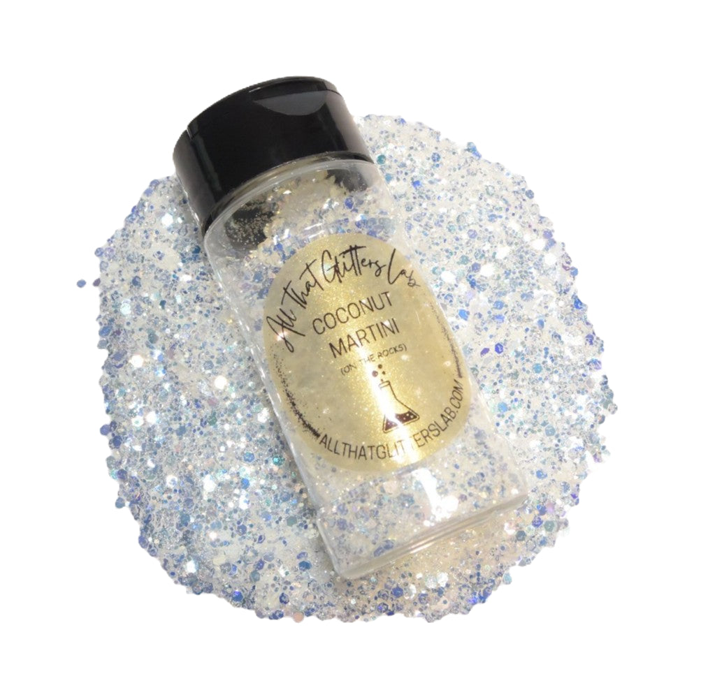 Coconut Martini(On The Rocks) white iridescent chunky mix glitter