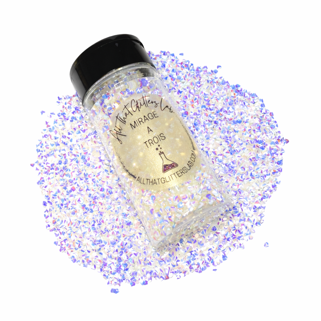 Mirage A Trois white iridescent glitter