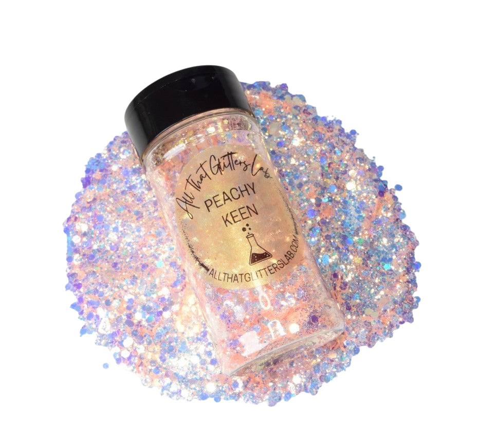 Peachy Keen pink iridescent chunky mix glitter