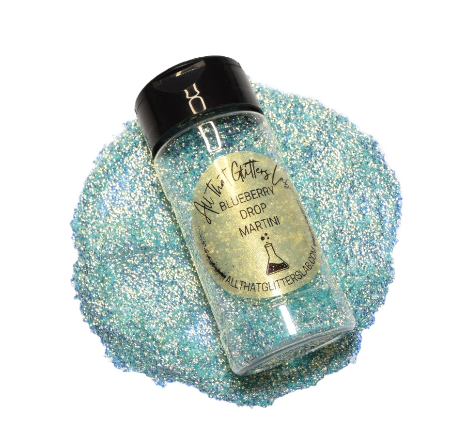Blueberry Drop Martini blue iridescent tear glitter