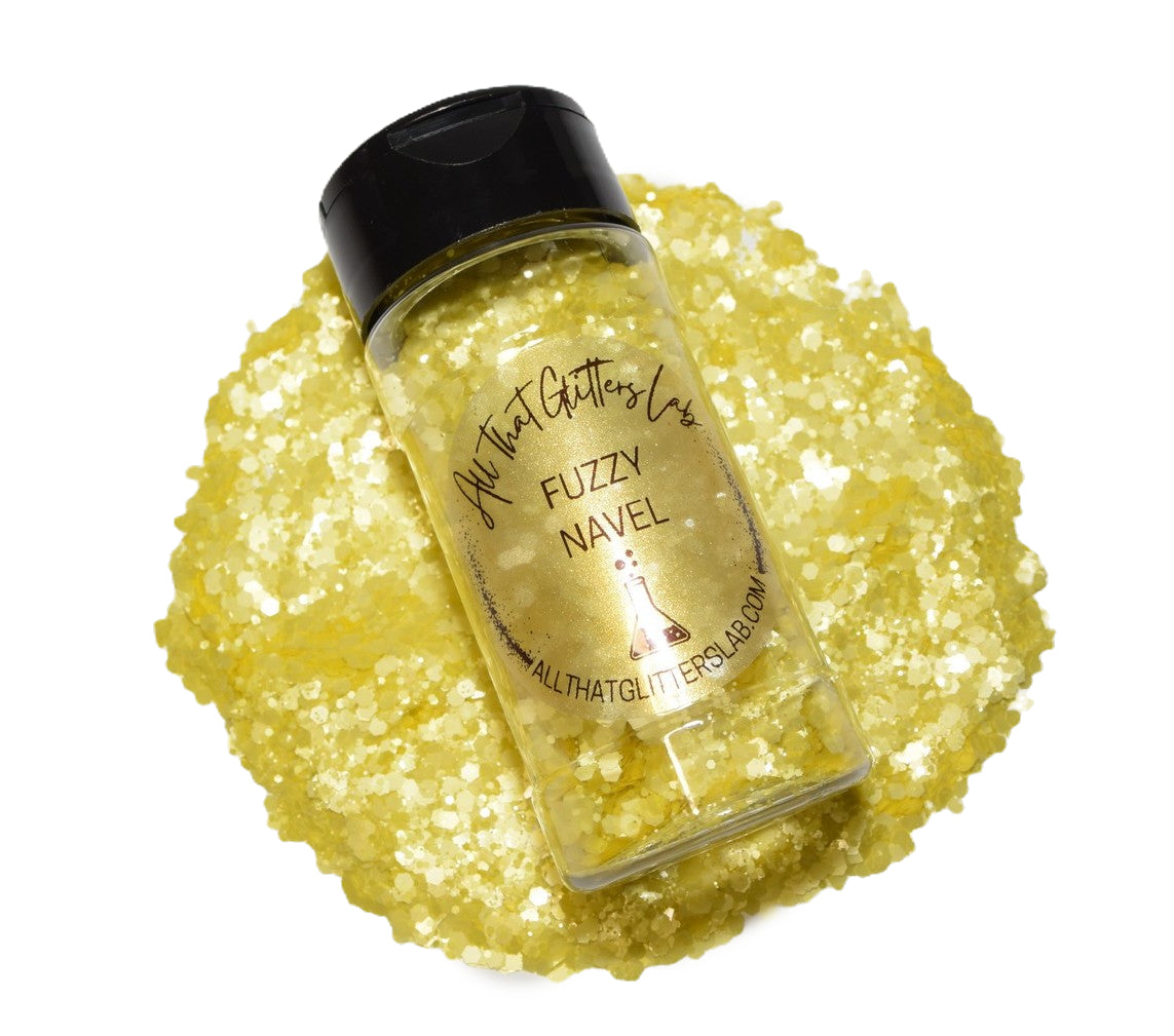 Fuzzy Navel yellow iridescent chunky mix glitter