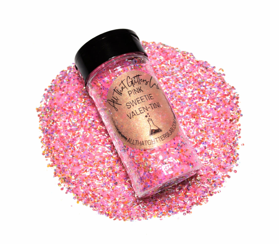 Pink Sweetie Valen-tini pink iridescent chunky mix glitter