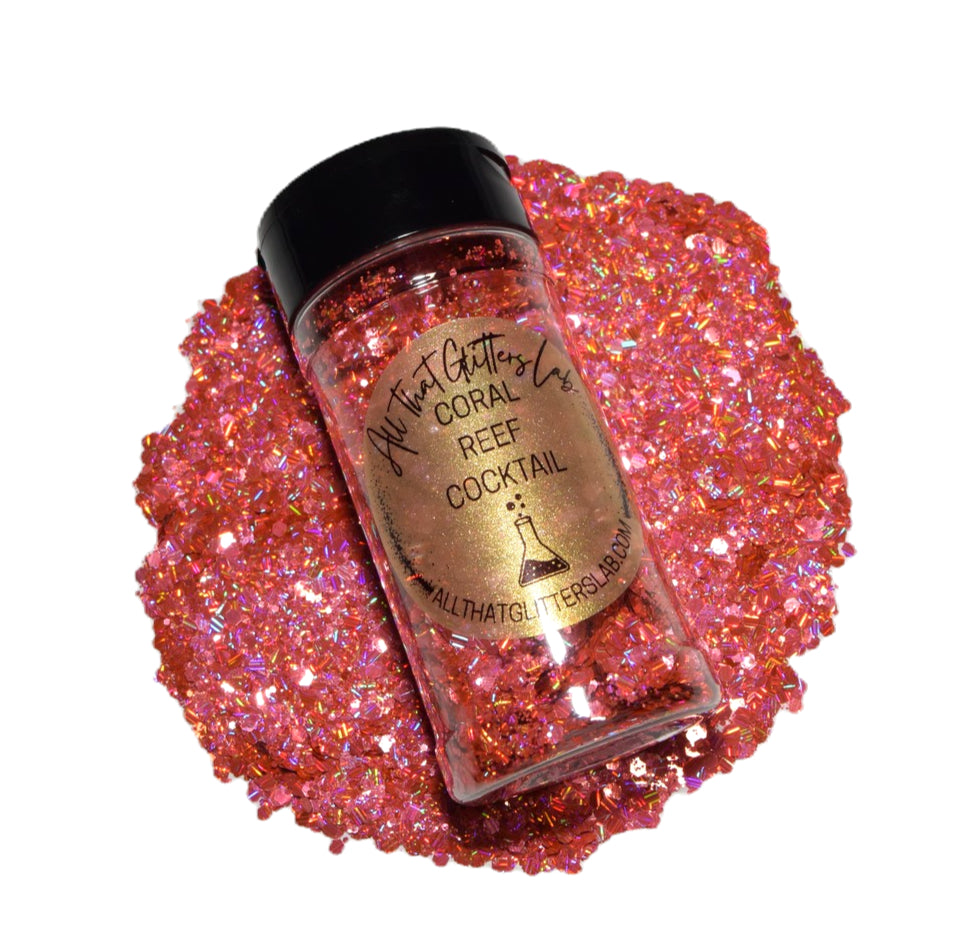 Coral Reef Cocktail orange holographic chunky mix glitter