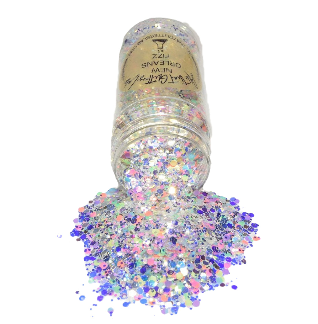 New Orleans Fizz white high flash chunky mix glitter