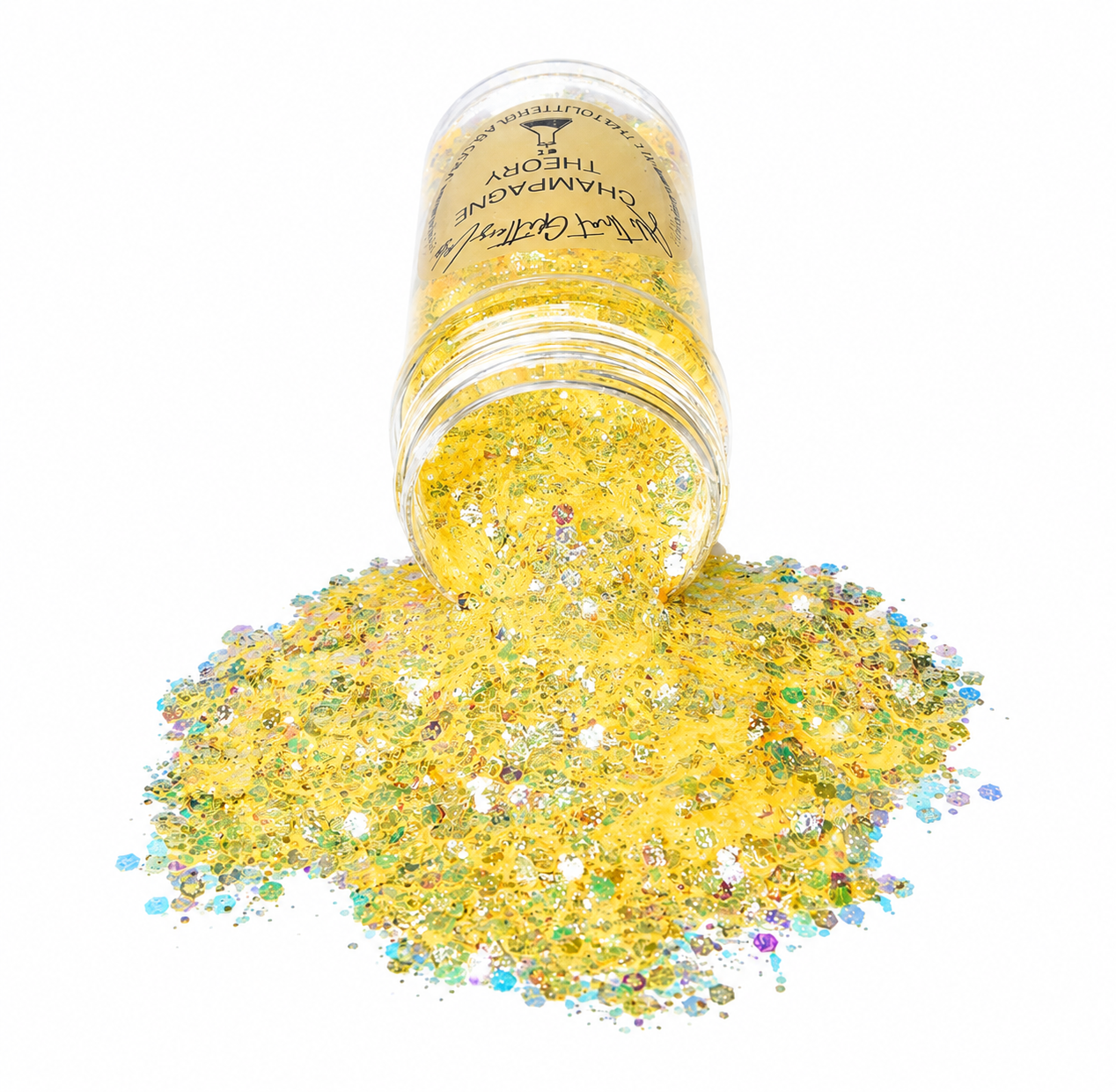 Champagne Theory yellow iridescent chunky mix glitter