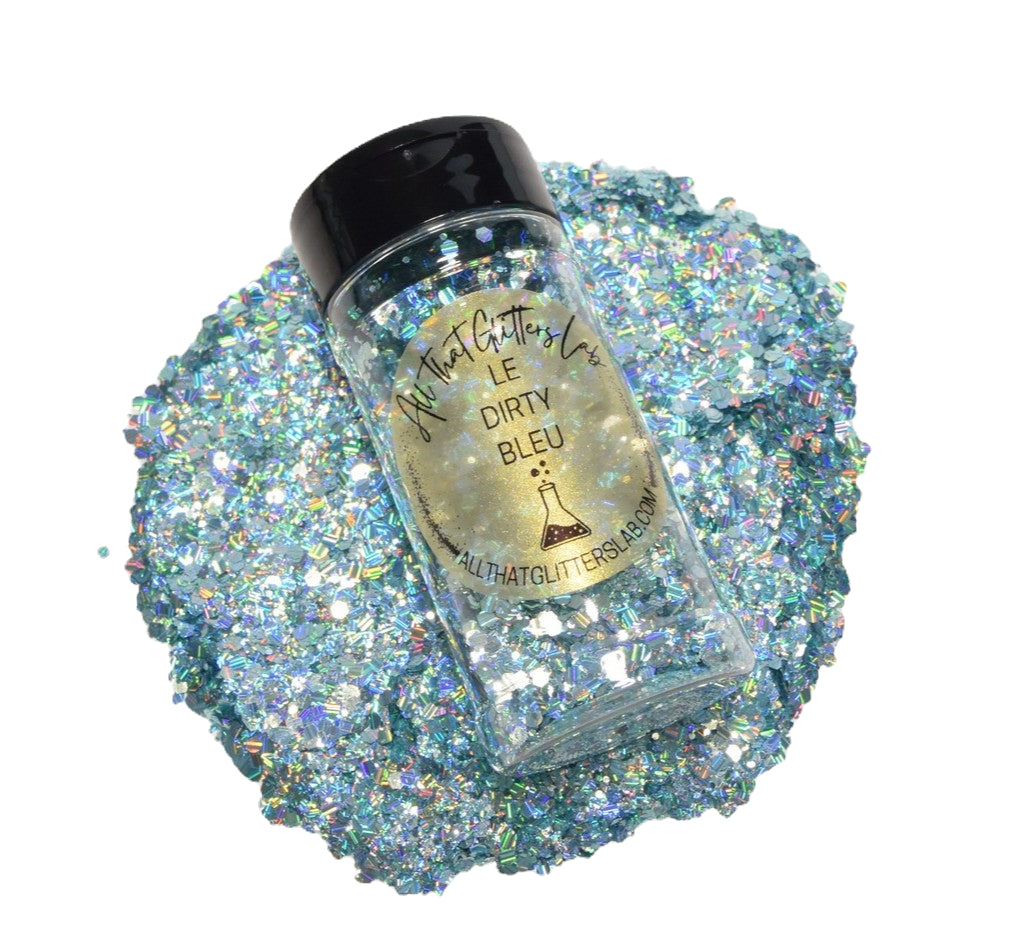 Le Dirty Bleu blue holographic chunky mix glitter