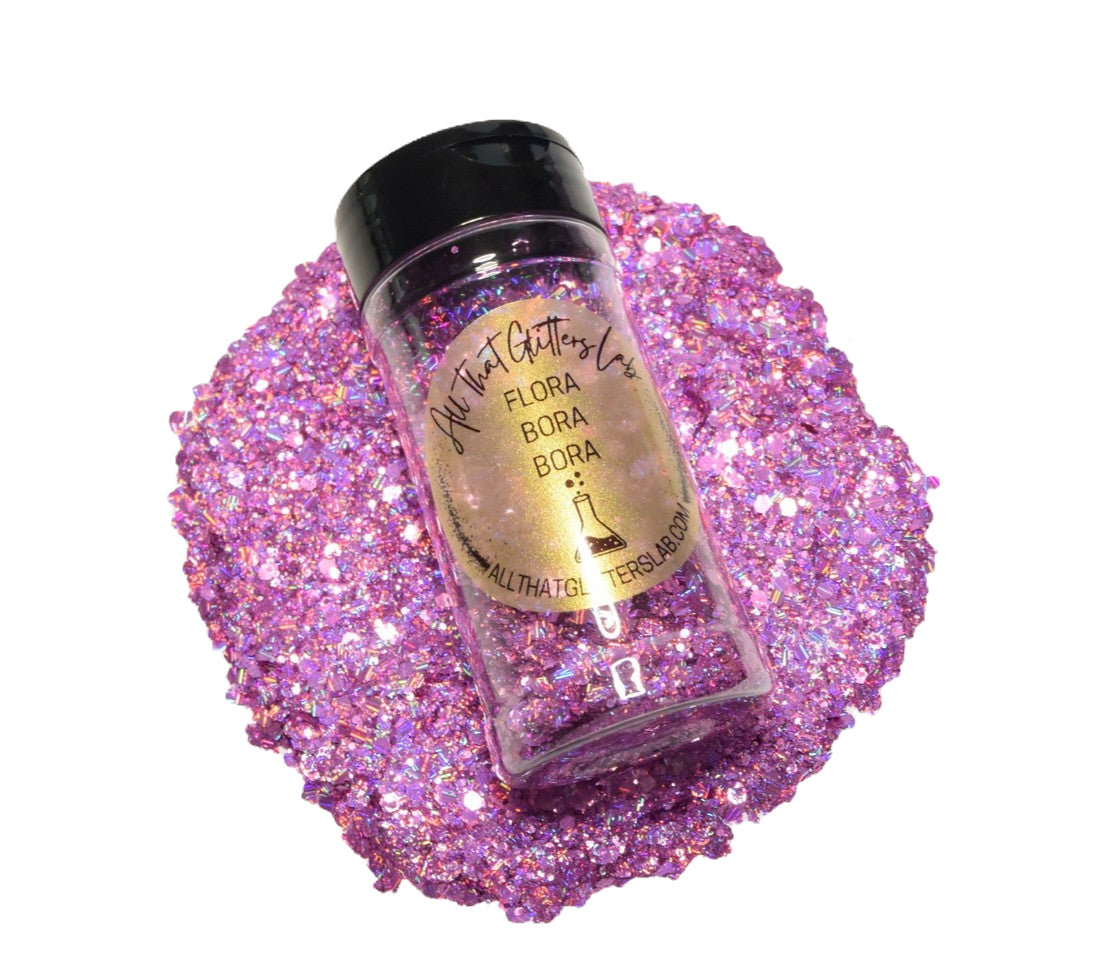 Flora Bora Bora pink holographic chunky mix glitter