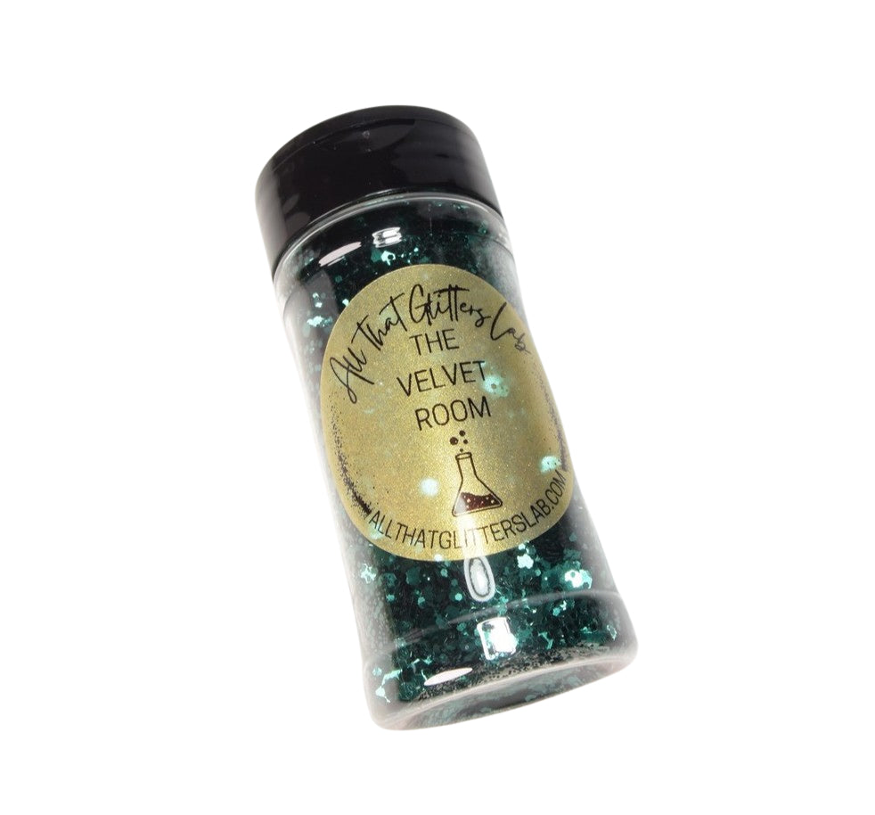 The Velvet Room green metallic chunky mix glitter