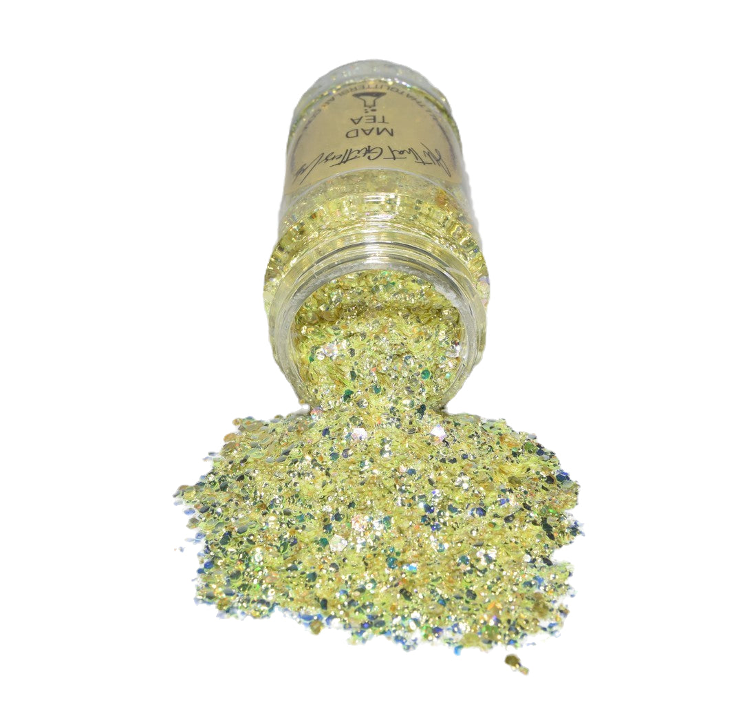 Mad Tea yellow holographic chunky mix glitter