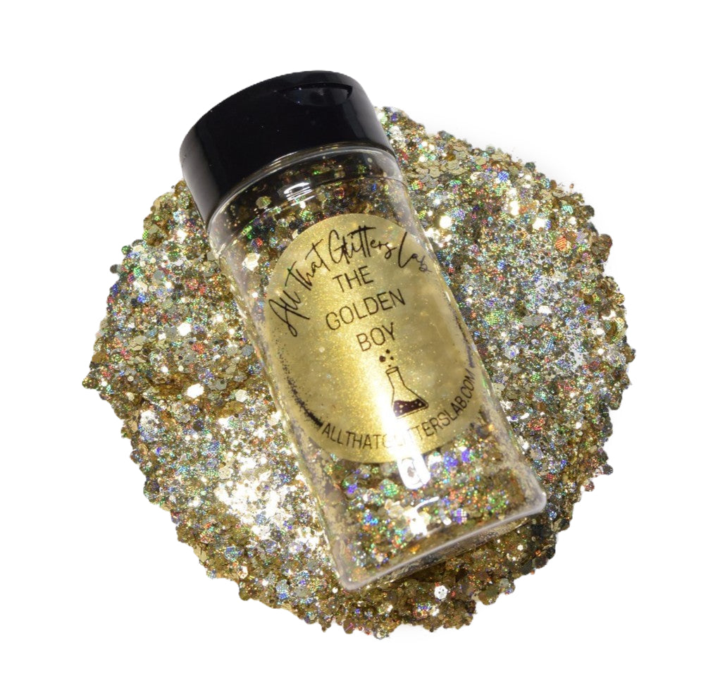 The Golden Boy gold holographic chunky mix glitter