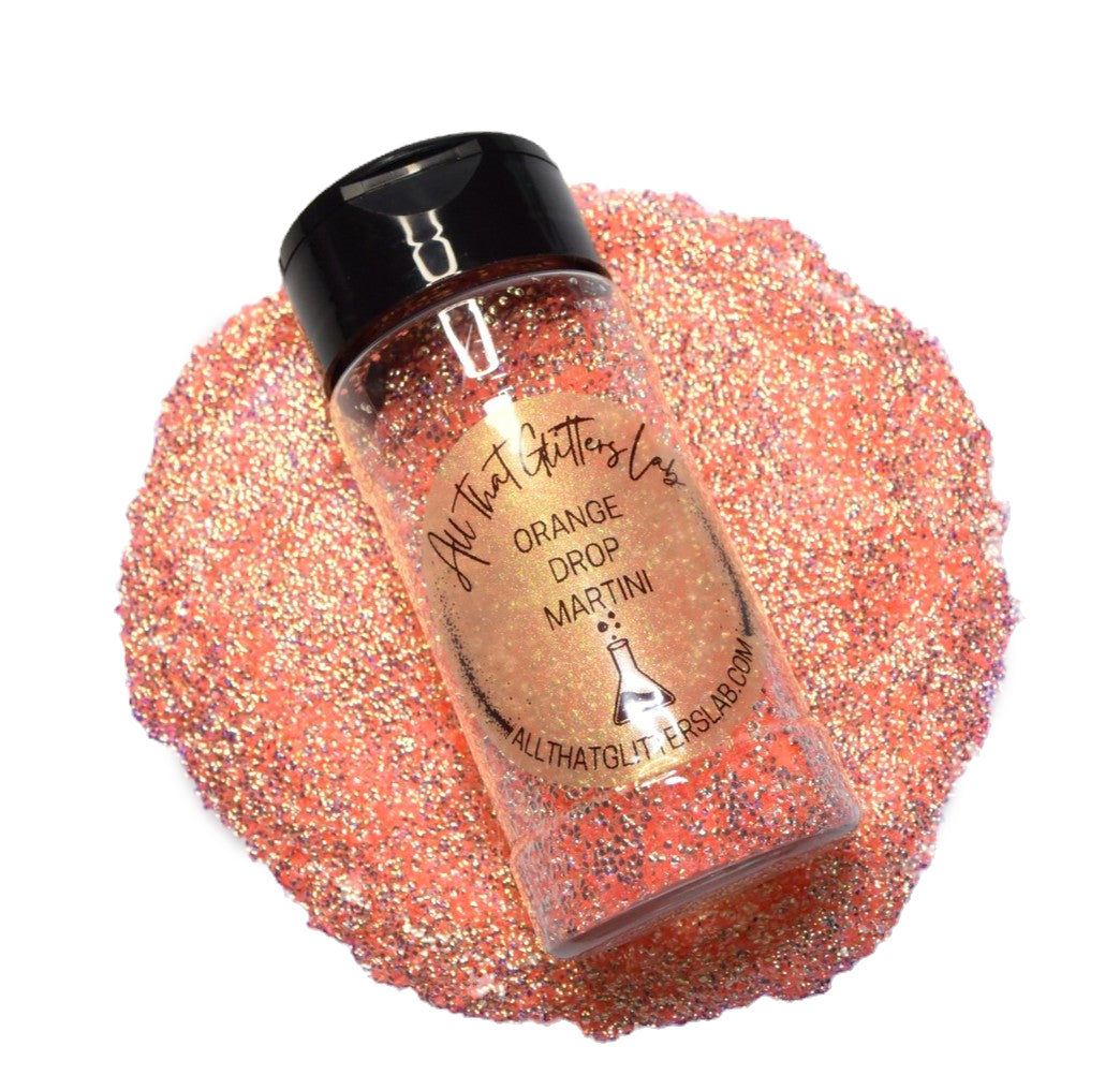Orange Drop Martini orange iridescent tear glitter