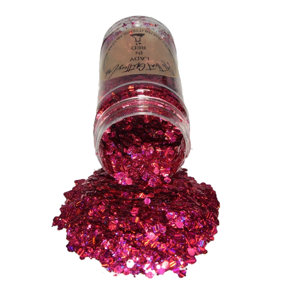 Lady In Red red holographic chunky mix glitter